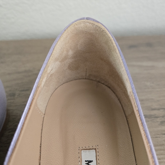 Manolo Blahnik Hangisi Flat Light Purple Satin Size 37 - Picture 7 of 16